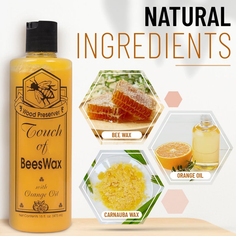 Touch Of Oranges Touch of Oranges Beeswax Wood Polish Conditioner, Cleaner & Restorer Bundle Hardwood Floor Cleaner Spray Real Orange Oil - (32 & 16 oz )  - Image 2