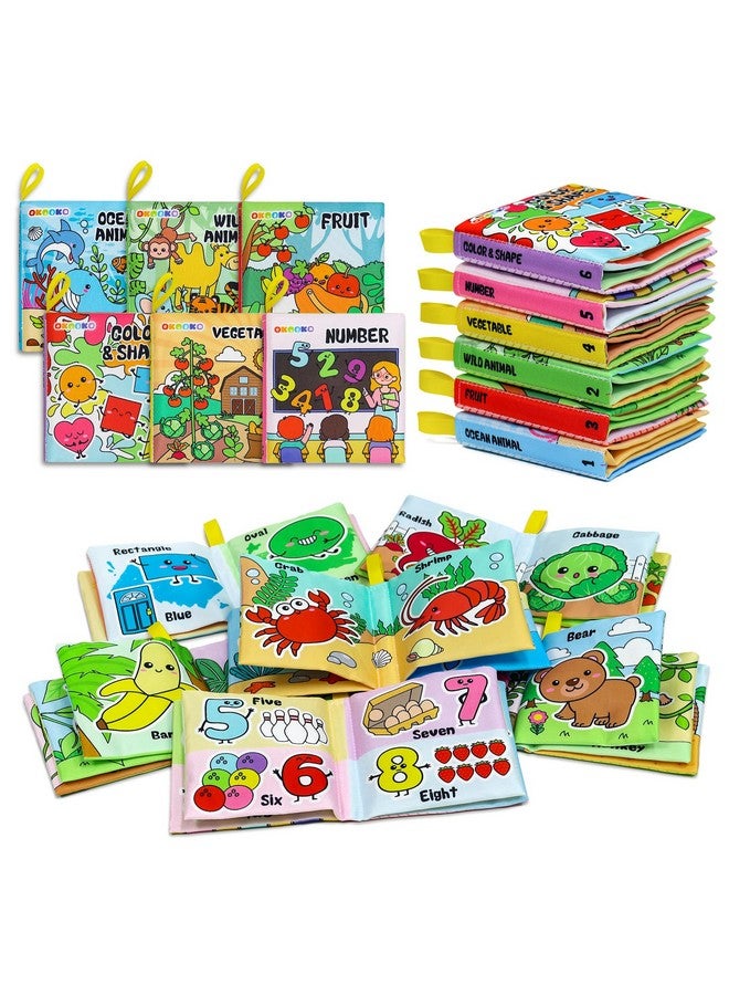 OKOOKO كتب الأطفال الناعمة OKOOKO 6 قطع كتب قماش ناعمة كتب استحمام قابلة للغسل غير سامة تعليم مبكر لعبة تعليمية لحديثي الولادة والأطفال الرضع والأطفال الصغار والكبرى - Image 1