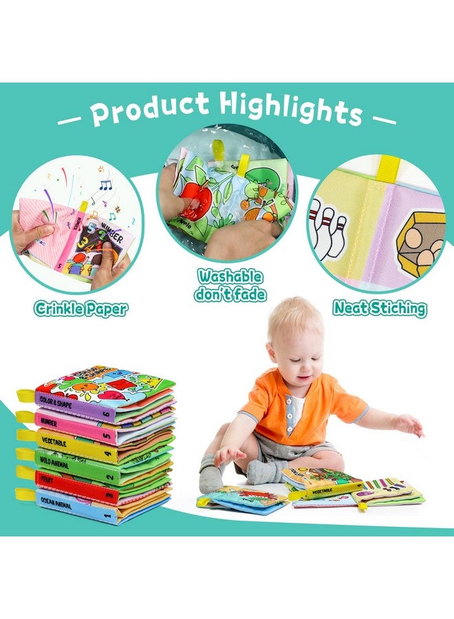OKOOKO كتب الأطفال الناعمة OKOOKO 6 قطع كتب قماش ناعمة كتب استحمام قابلة للغسل غير سامة تعليم مبكر لعبة تعليمية لحديثي الولادة والأطفال الرضع والأطفال الصغار والكبرى - Image 3