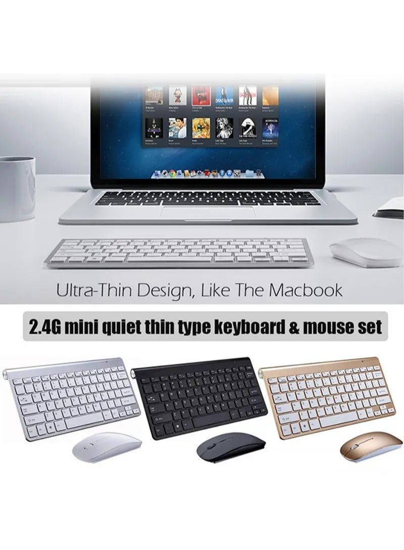 2.4G Textured Ultra Thin Wireless Keyboard Mouse Combo For Apple Mac Silver Windows Linux etc - Image 2