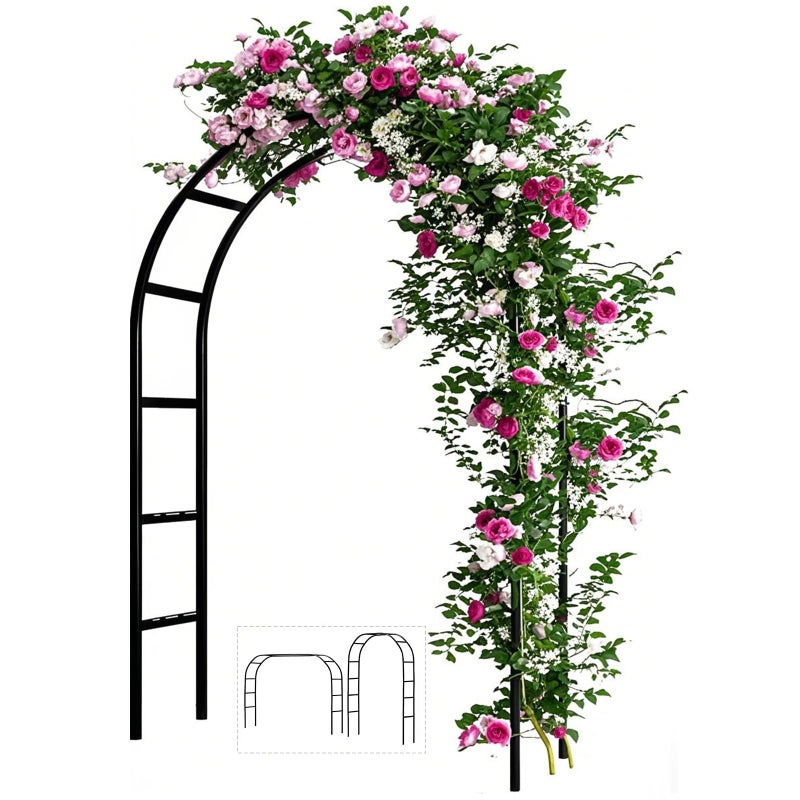 Adorox 7.8ft Garden Arch Trellis for Climbing Plants, Metal Arch Frame, Pumpkin Archway Outdoor Garden Arbors and Arches for Halloween Christmas Birthday Party Baby Shower Decoration(Black) - Image 1