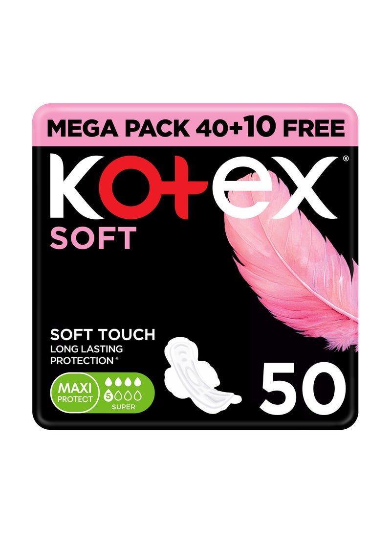 Kotex Soft Maxi Super Size Sanitary Pads With Wings 50 Pcs - Image 1