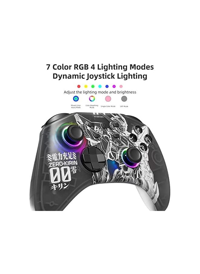 Wireless Pro Controllers with Hall Effect Joysticks (No Drift),for Switch PC iOS Android Steam Deck, Bluetooth Controller with Programmable, Wake-Up, Headphone Jack, RGB LED Light