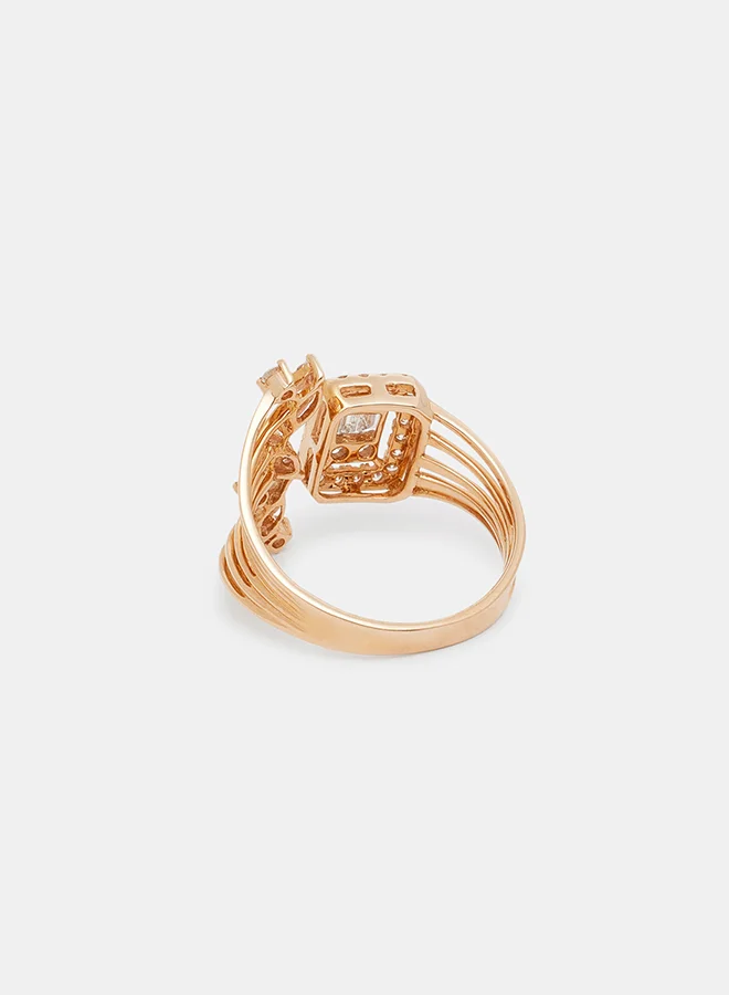 Annaka 18Kt Rose Gold Ring Studded with Natural Diamonds
