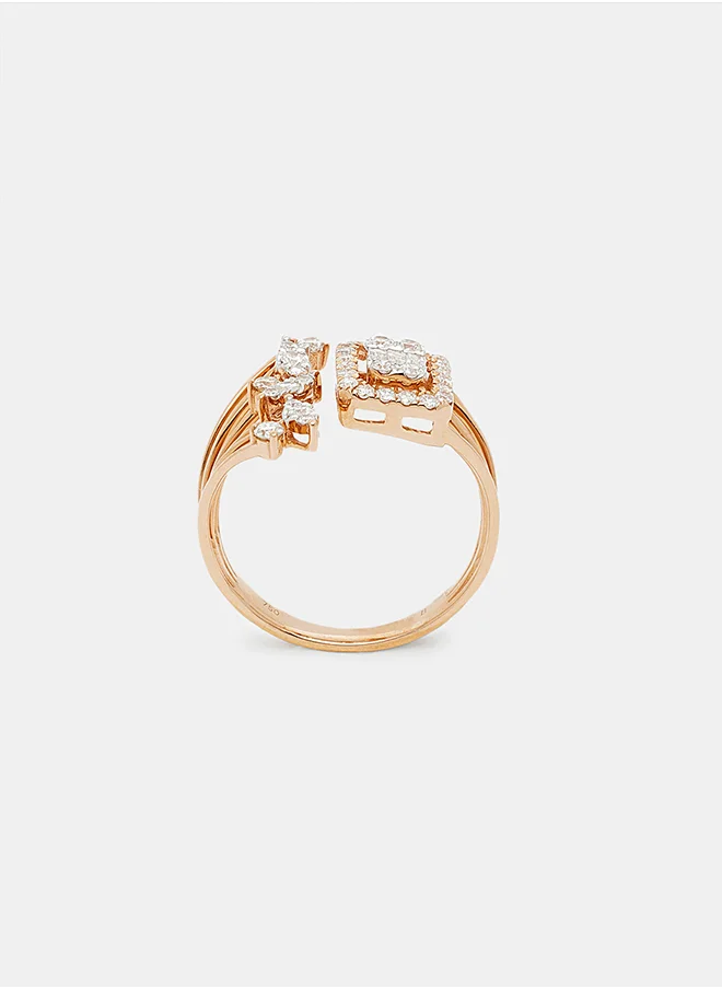 أناكا 18Kt Rose Gold Ring Studded with Natural Diamonds