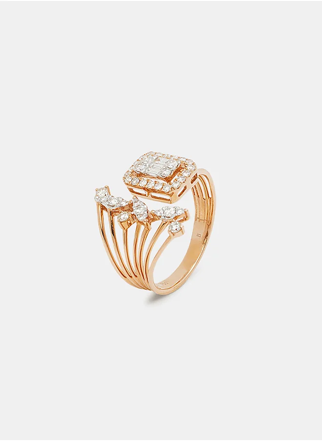 أناكا 18Kt Rose Gold Ring Studded with Natural Diamonds