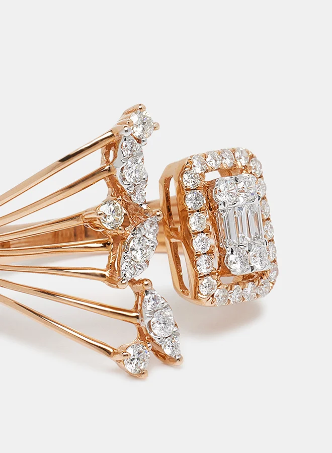 Annaka 18Kt Rose Gold Ring Studded with Natural Diamonds