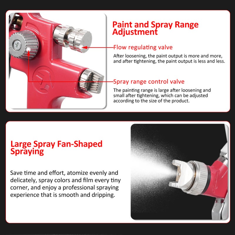 AB-17P High Volume Low Pressure Mini Spray Machine Air Paint Sprayer Kit Professional Painting Sprayer Handheld Paint Spraying Machine with 1.4mm Nozzle and 600CC Fluid Cup for Walls, Automotive - Image 2