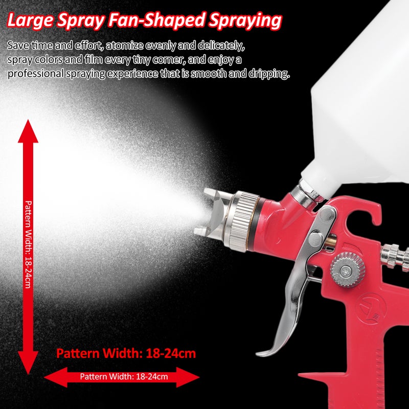 AB-17P High Volume Low Pressure Mini Spray Machine Air Paint Sprayer Kit Professional Painting Sprayer Handheld Paint Spraying Machine with 1.4mm Nozzle and 600CC Fluid Cup for Walls, Automotive - Image 5