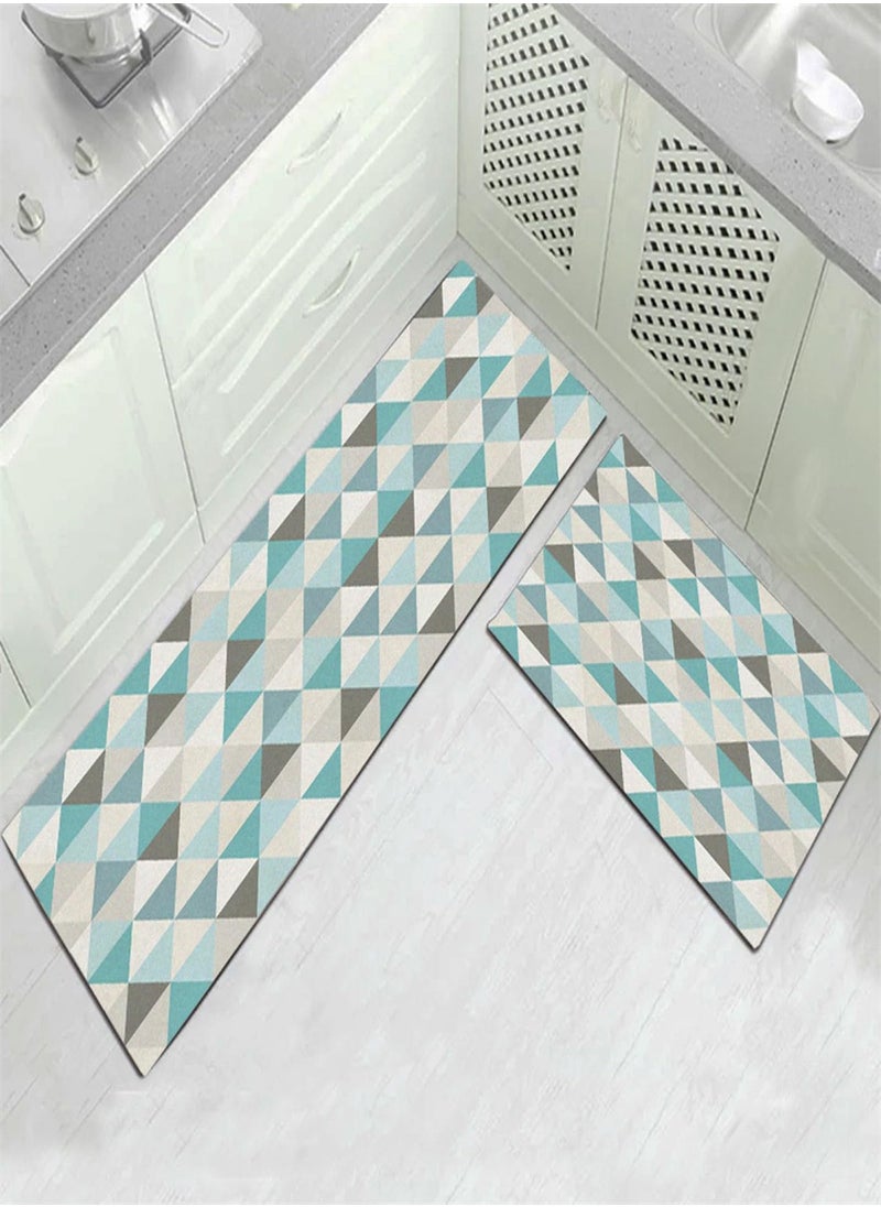 HOMESTAR - Geometric Pattern Kitchen Floor Mat Washable Non-Slip Carpet Hallway Floor Mat Bath Mats Water Oil Absorbing Rug Kitchen Set Multicolour 50X160cm - Image 1