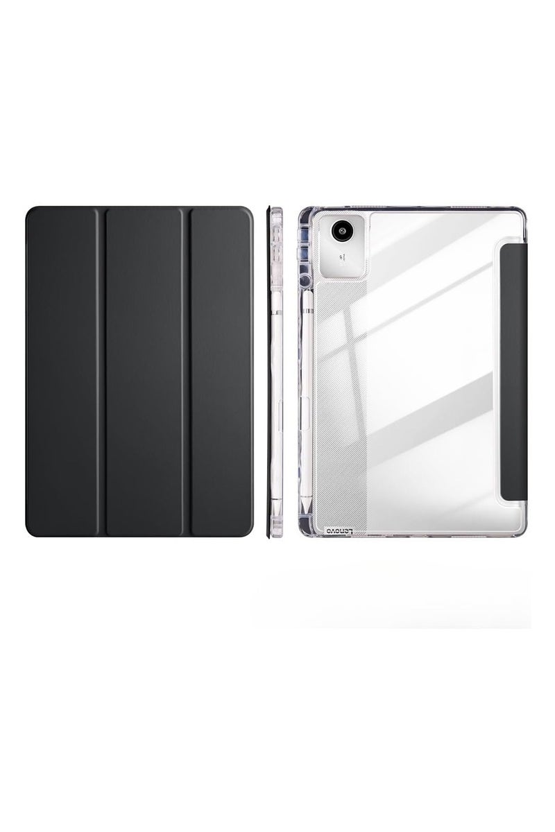 VKL Compatible with Lenovo Tab Idea 11 / Xiaoxin Pad 11 2025 (TB336ZU/TB336FU/TB335FC) ‌Soft Transparent Back Cover, Slim Lightweight Tri-fold Stand Case (Black)