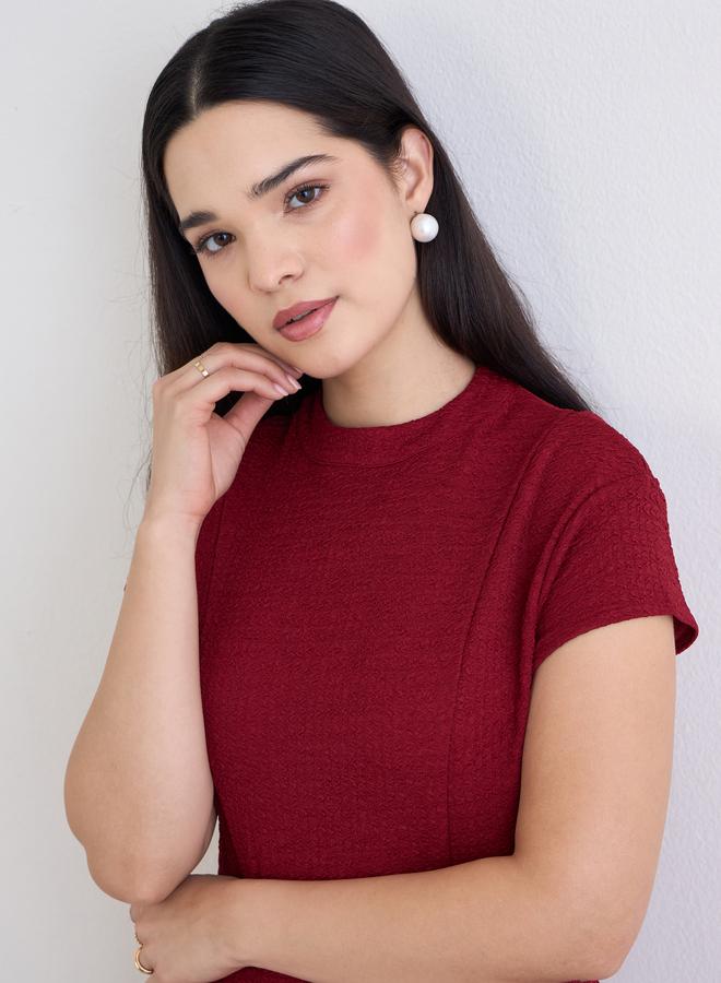 ستايلي فستان ماكسي بلون خمري بحافة غير متماثلة - Image 3