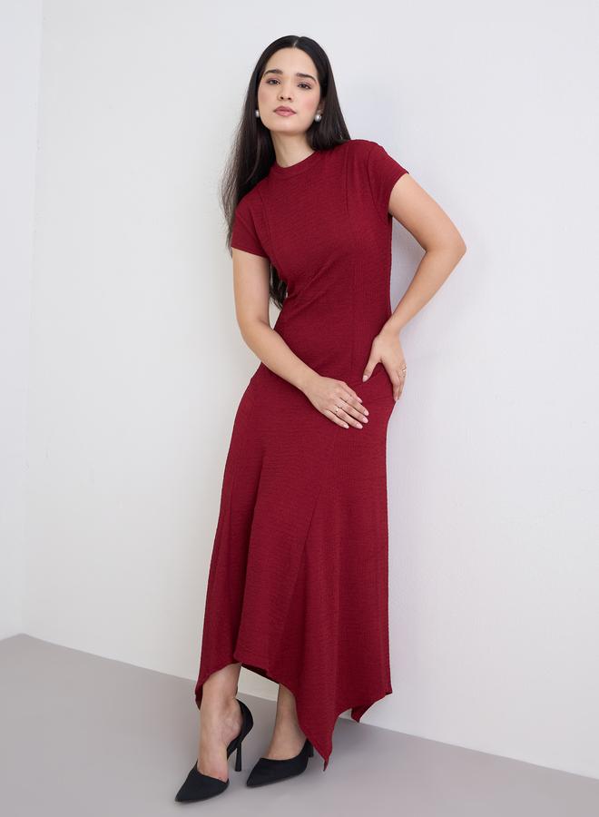 ستايلي فستان ماكسي بلون خمري بحافة غير متماثلة - Image 1