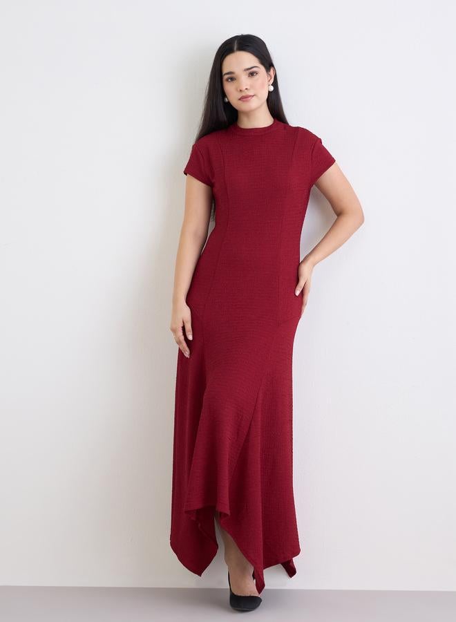 ستايلي فستان ماكسي بلون خمري بحافة غير متماثلة - Image 2