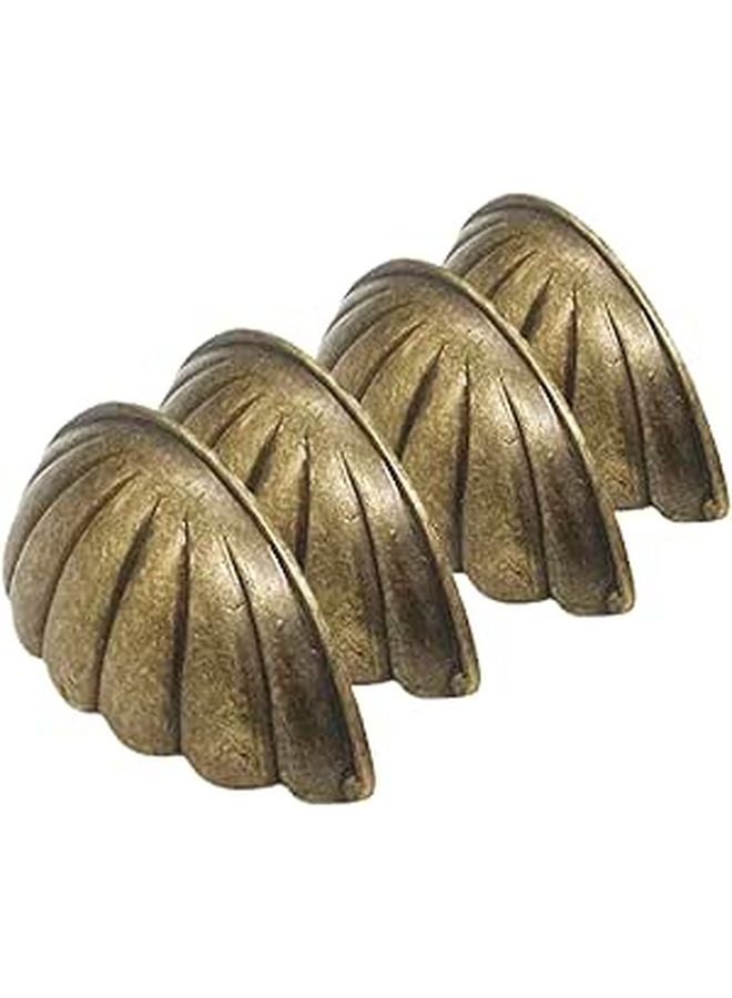 Vintage Shell Cabinet Handles 4Pcs Antique Bronze Alloy Drawer Pulls For Furniture - Image 1