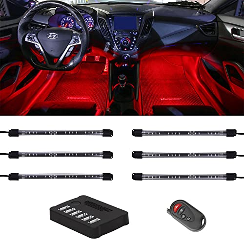 LEDGlow 6pc Flexible Million Color Multi-Color LED Interior Footwell Underdash Neon Lighting Kit for Cars & Trucks - 15 Solid Colors - 10 Unique Patterns - Music Mode - Includes Control Box & Remote - Image 1