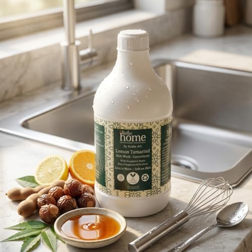 Rustic Art Rustic Home Lemon Tamarind Dish Wash Concentrate | Plant-Based & Natural | Soapnut & Neem | Converts to ~11 L Liquid | Tough on Grease, Gentle on Hands | Sulphate & Paraben Free | 1100g - Image 3