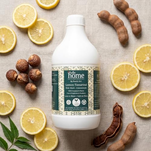 Rustic Art Rustic Home Lemon Tamarind Dish Wash Concentrate | Plant-Based & Natural | Soapnut & Neem | Converts to ~11 L Liquid | Tough on Grease, Gentle on Hands | Sulphate & Paraben Free | 1100g - Image 4
