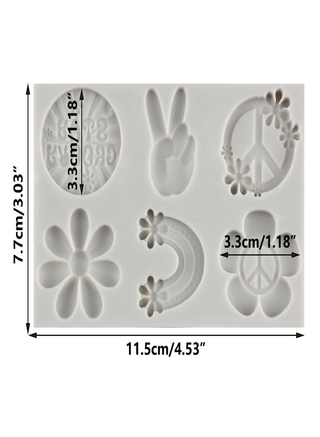 MINFEIDMS Groovy Silicone Molds Daisy Rainbows Flower Fondant Molds For Groovy Retro Hippie Boho Party Cake Decorating Cupcake Topper Candy Chocolate Gum Paste Polymer Clay - Image 2