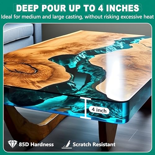Teexpert Deep Pour Epoxy Resin, 1.5 Gallon Epoxy Resin Kit for 2-4" Pour Depths, Crystal Clear & High Gloss, Bubble-Free Casting Resin for River Tables, Flower Preservation and Mold Crafts - 2:1 Mix - Image 3