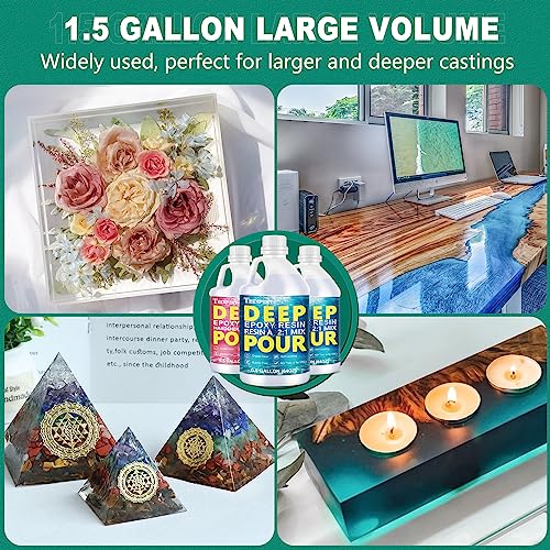Teexpert Deep Pour Epoxy Resin, 1.5 Gallon Epoxy Resin Kit for 2-4" Pour Depths, Crystal Clear & High Gloss, Bubble-Free Casting Resin for River Tables, Flower Preservation and Mold Crafts - 2:1 Mix - Image 5