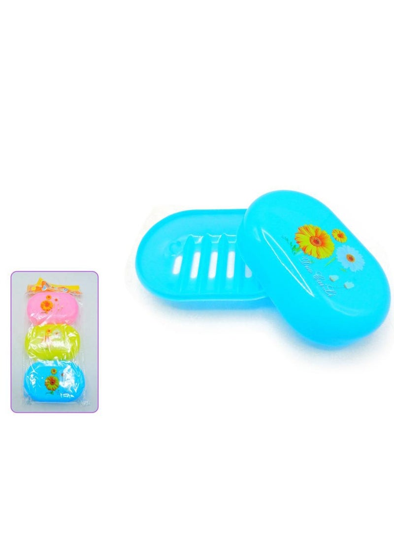 AL QADAH - Plastic Soap Case 3pcs, Flower Design Keep Your Soap Fresh and Stylish - Image 1
