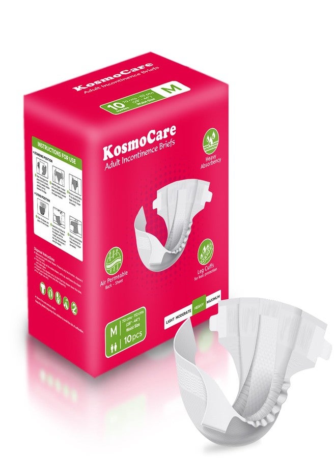 KosmoCare Adult Tape Style Diaper for Heavy Incontinence with maximum absorbent | Odor Guard| Cloth Feel Outer Fabric| Easy-Lock Fastener| Medium Size | Waist Size 28" - 44" - Count 10p - Image 1