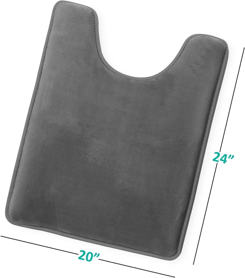 Onlyeasy Foam Contour Toilet Bath Rug, U-Shaped Non Slip Absorbent Thick Soft Washable Bathroom Rugs, Floor Carpet Bath Mat for Bathroom Sink Toilet (20" x 24", Grey) - Image 3