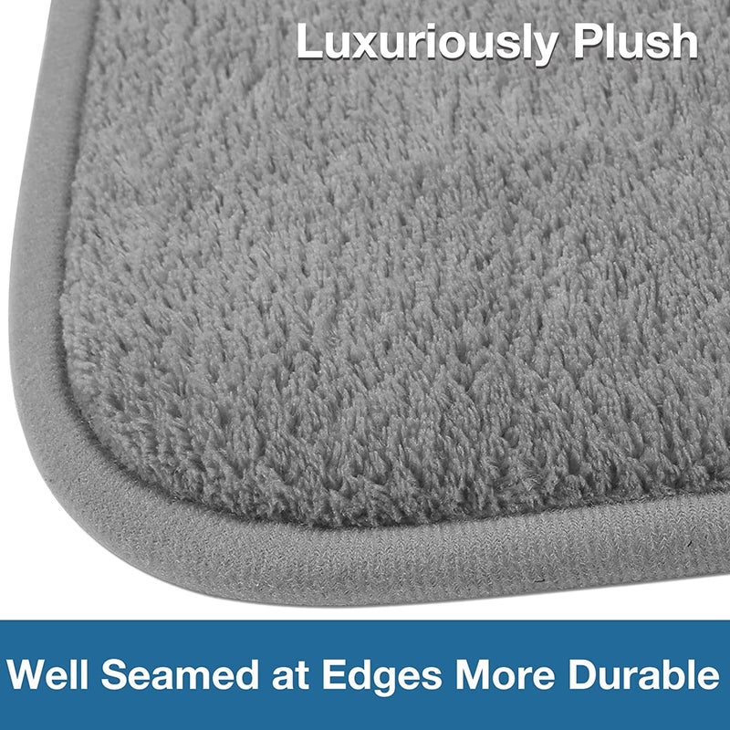 Onlyeasy Foam Contour Toilet Bath Rug, U-Shaped Non Slip Absorbent Thick Soft Washable Bathroom Rugs, Floor Carpet Bath Mat for Bathroom Sink Toilet (20" x 24", Grey) - Image 4