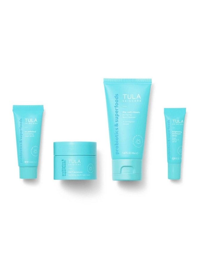 TULA - Skin Care On The Go Best Sellers Travel Kit | Facial Cleanser Day & Night Moisturizer Sugar Scrub & Face Filter Primer For Glowing Radiant Skin - Image 1