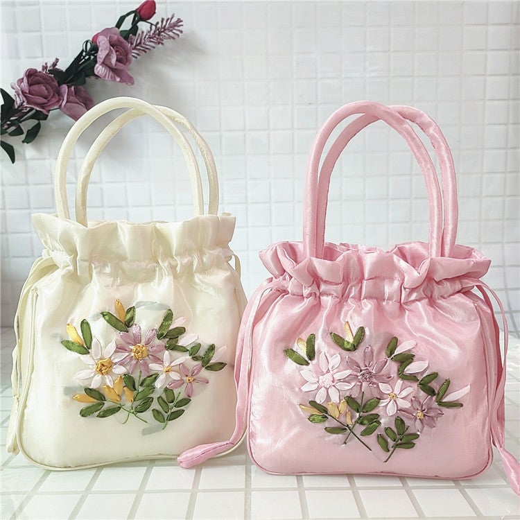 Handbag Women'S Small Bag Clutch Bag Ethnic Style Embroidered Bag Mummy Bag Women'S Bucket Bag Drawstring Hanfu Mobile Phone Bag - Image 4