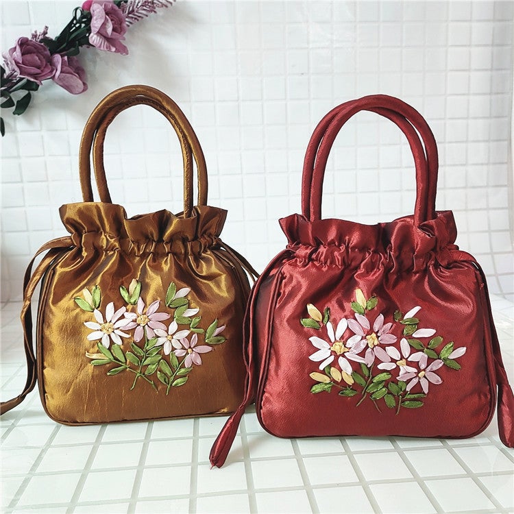 Handbag Women'S Small Bag Clutch Bag Ethnic Style Embroidered Bag Mummy Bag Women'S Bucket Bag Drawstring Hanfu Mobile Phone Bag - Image 5