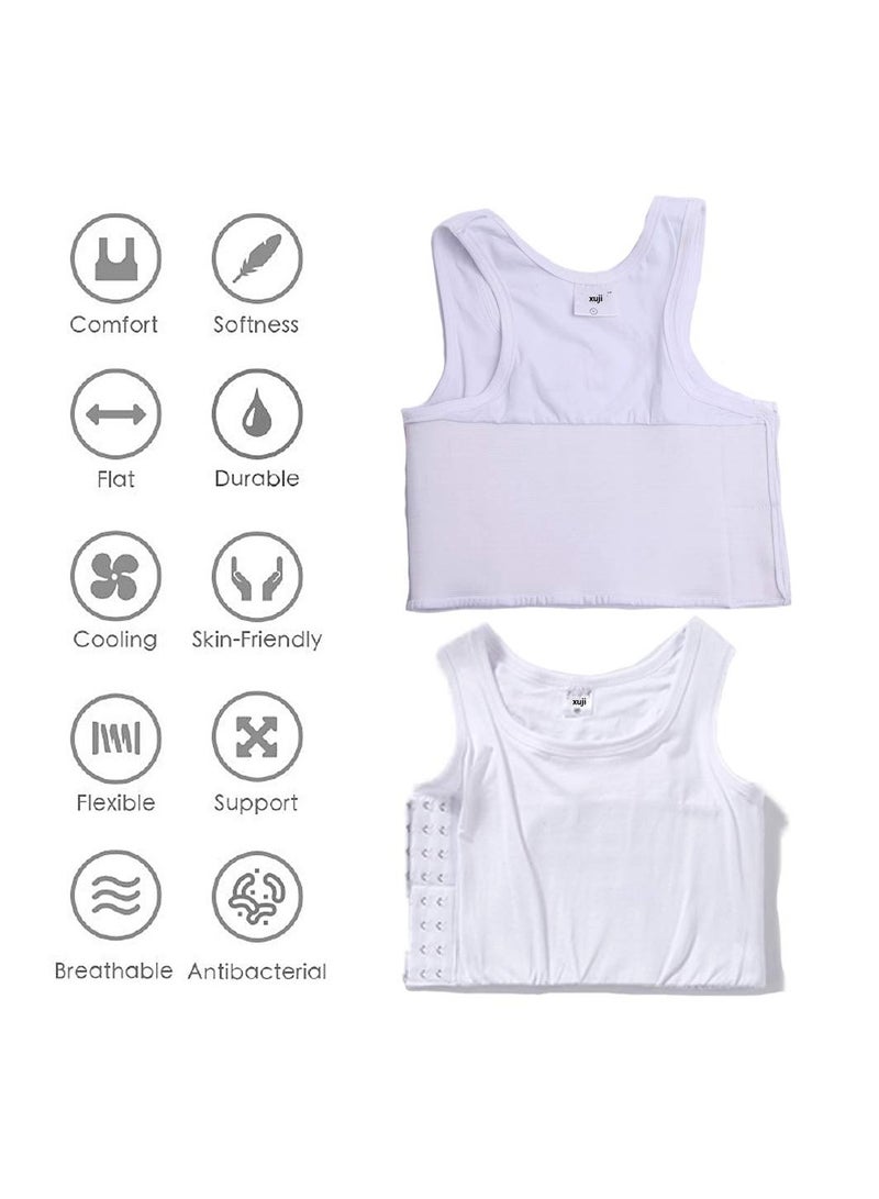 SYOSI Women's Casual Sport Chest Vest, Women Breathable Cotton Elastic Band Chest Binder Tank Top, for Chest Breathable Sports Bra Binder Women's Bustiers Corsets, Four Seasons Sports Tank Tops (Size:XL) - Image 3