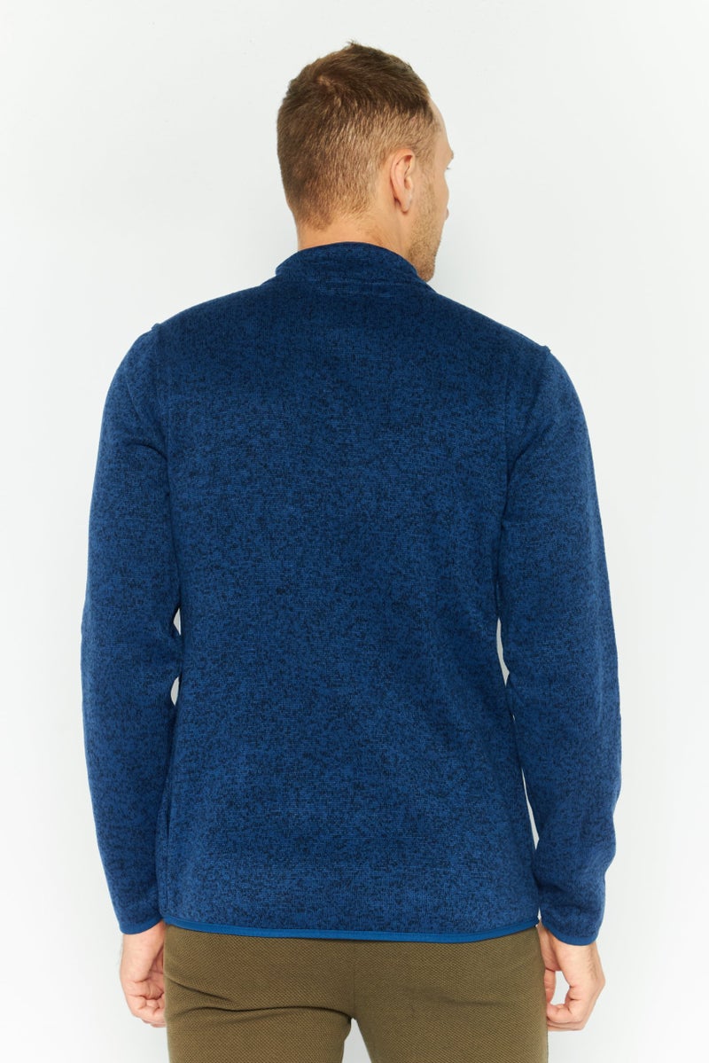 Hurley Men High Neck Long Sleeves Heather Sweatshirt, Navy - Image 4