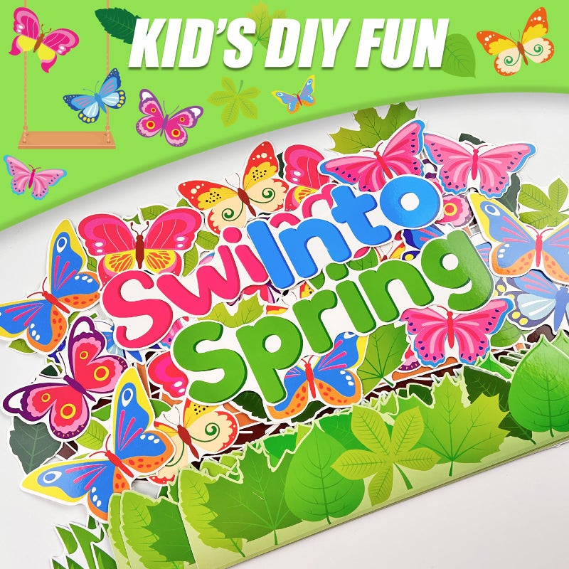 Kepeel Spring Butterfly Tree Bulletin Board Set Swing Into Spring Classroom Decorations Butterfly Name Tags Cutouts School Home Chalkboard Wall Window Decor for Teacher Preschool Elementary - Image 3