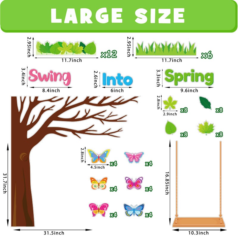 Kepeel Spring Butterfly Tree Bulletin Board Set Swing Into Spring Classroom Decorations Butterfly Name Tags Cutouts School Home Chalkboard Wall Window Decor for Teacher Preschool Elementary - Image 2