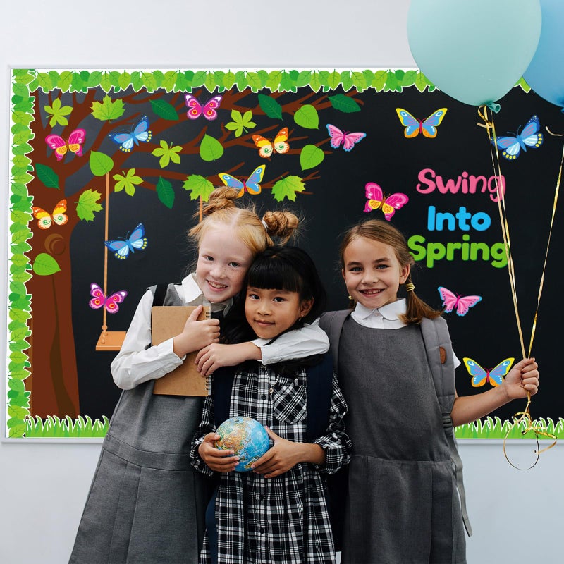 Kepeel Spring Butterfly Tree Bulletin Board Set Swing Into Spring Classroom Decorations Butterfly Name Tags Cutouts School Home Chalkboard Wall Window Decor for Teacher Preschool Elementary - Image 4