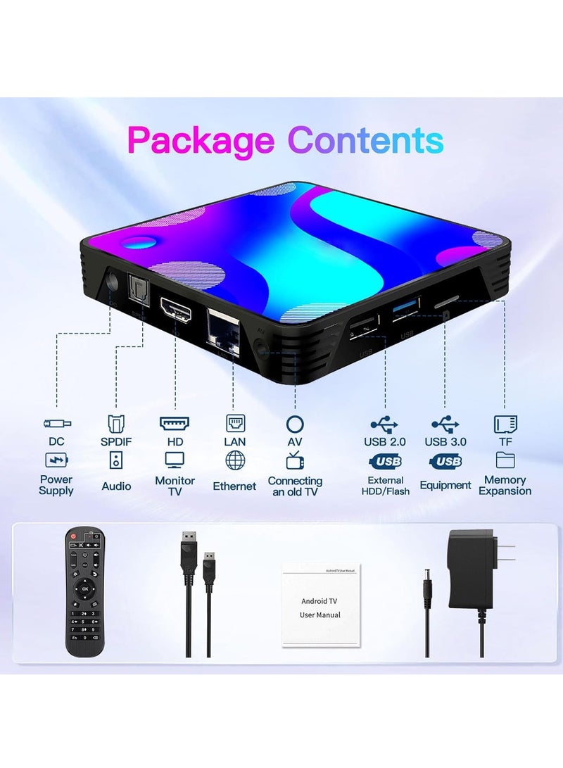 Zikra Android TV Box 11.0, RK3318 Quad Core CPU 2GB 16GB Supports 2.4/5.8G Dual WiFi/ 100M Ethernet/BT 4.0/ USB 3.0/3D 4K UHD H.265 Smart TV Box Android Media Player - Image 4