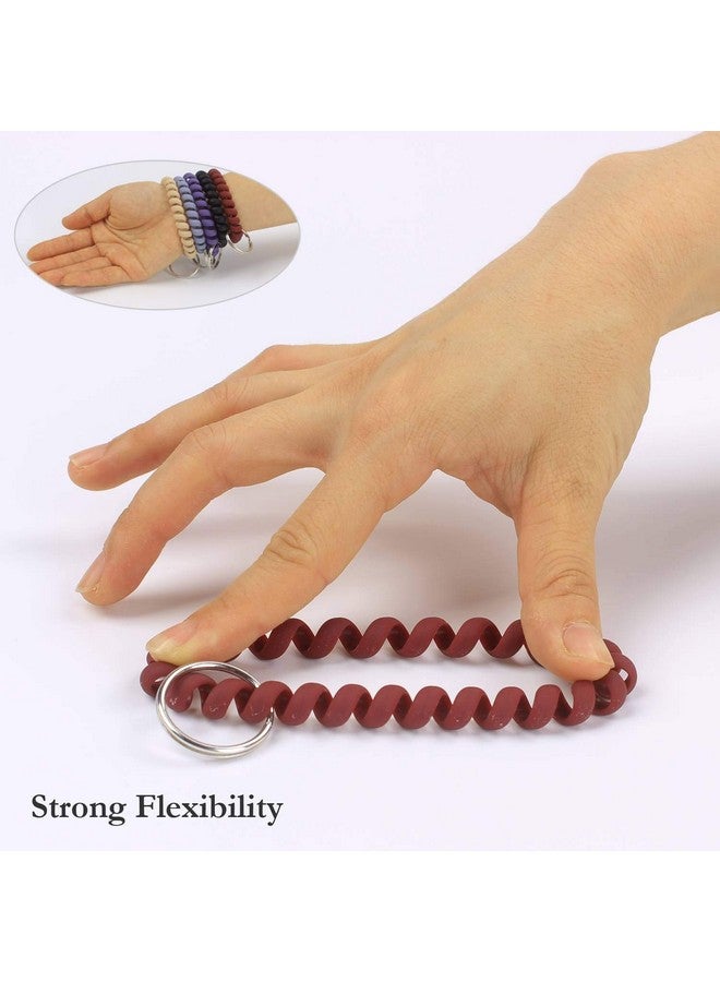بي اي اتش ار تي سي مجموعة من 5 أساور بلاستيكية ملونة قابلة للتمدد معصم مطاطي حلزوني قابل للتمدد حلقة مفاتيح سلسلة مفاتيح خطاف مفاتيح حامل مفاتيح لصالة الألعاب الرياضية وحمام السباحة وشارة الهوية والرياضات الخارجية - Image 3