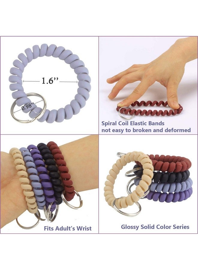 بي اي اتش ار تي سي مجموعة من 5 أساور بلاستيكية ملونة قابلة للتمدد معصم مطاطي حلزوني قابل للتمدد حلقة مفاتيح سلسلة مفاتيح خطاف مفاتيح حامل مفاتيح لصالة الألعاب الرياضية وحمام السباحة وشارة الهوية والرياضات الخارجية - Image 2
