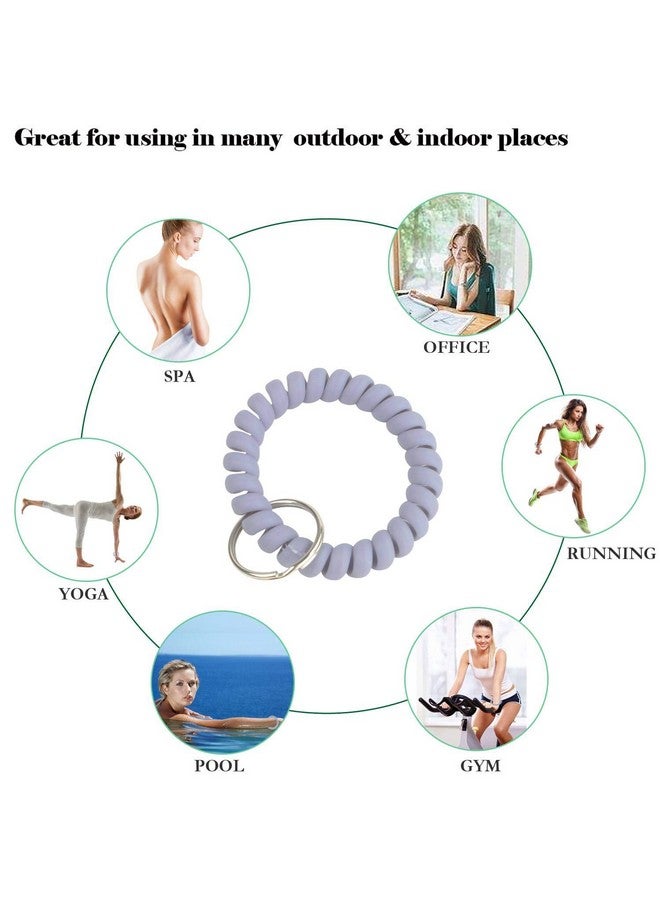 بي اي اتش ار تي سي مجموعة من 5 أساور بلاستيكية ملونة قابلة للتمدد معصم مطاطي حلزوني قابل للتمدد حلقة مفاتيح سلسلة مفاتيح خطاف مفاتيح حامل مفاتيح لصالة الألعاب الرياضية وحمام السباحة وشارة الهوية والرياضات الخارجية - Image 5