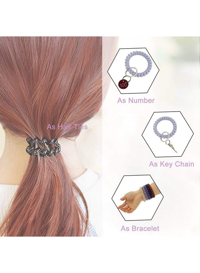 بي اي اتش ار تي سي مجموعة من 5 أساور بلاستيكية ملونة قابلة للتمدد معصم مطاطي حلزوني قابل للتمدد حلقة مفاتيح سلسلة مفاتيح خطاف مفاتيح حامل مفاتيح لصالة الألعاب الرياضية وحمام السباحة وشارة الهوية والرياضات الخارجية - Image 4