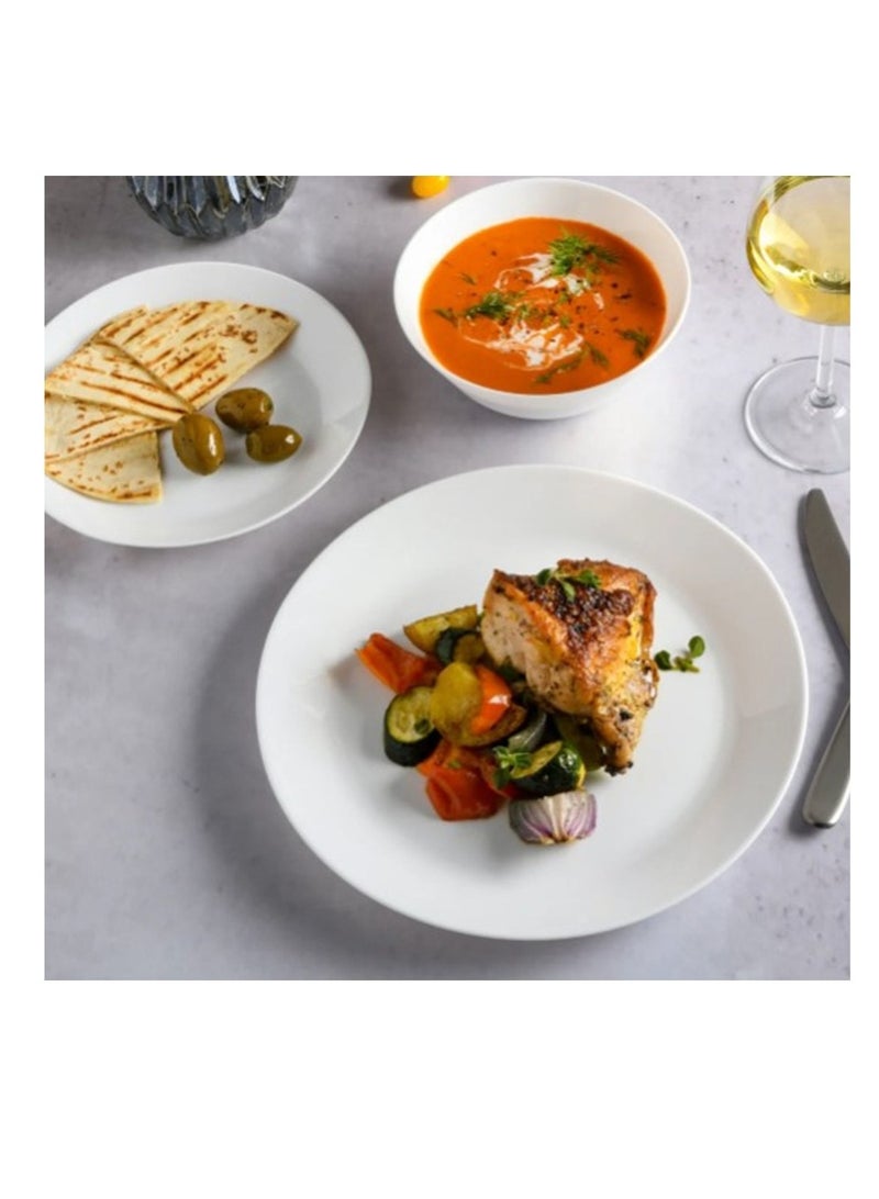 Houzi طقم عشاء هوزي 24 قطعة من الخزف الأوبال 8 أطباق عشاء 8 أطباق حلوى 8 سلطانيات آمن في غسالة الصحون والميكروويف والفريزر خالي من BPA مقاوم للحرارة - Image 3