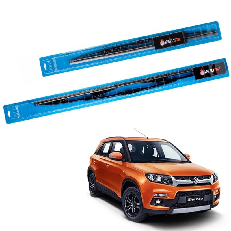 Wheelyfine Car Wiper Blades | Metal Frame | Water Repellent Windshield Wipers | Blade Refills (Maruti Vitara Brezza (2016 Onwards) Dr 24"/Pa 17") - Image 2