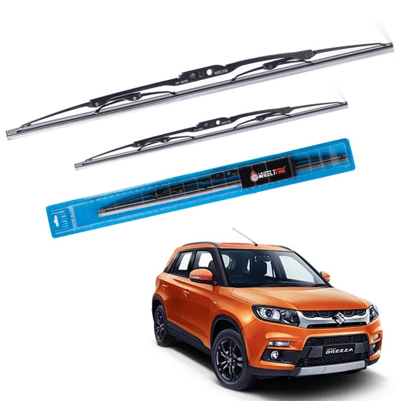 Wheelyfine Car Wiper Blades | Metal Frame | Water Repellent Windshield Wipers | Blade Refills (Maruti Vitara Brezza (2016 Onwards) Dr 24"/Pa 17") - Image 1