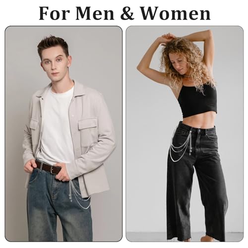 OWMOSYX Silver Star Pants Chain Layered Rock Wallet Jeans Trousers Chain Belt Vintage Goth Punk Hip Hop Body Accessories for Women Men (Tassel style) - Image 4