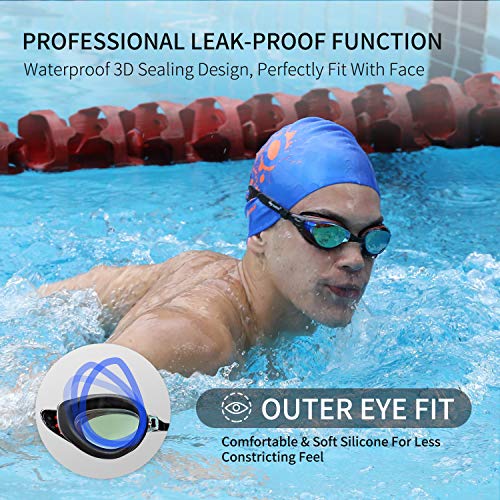Wave Nearsighted Swim Goggles, Shortsighted Optical Swimming Goggles No Leaking Anti Fog UV Protection for Adult Men Women - Image 4