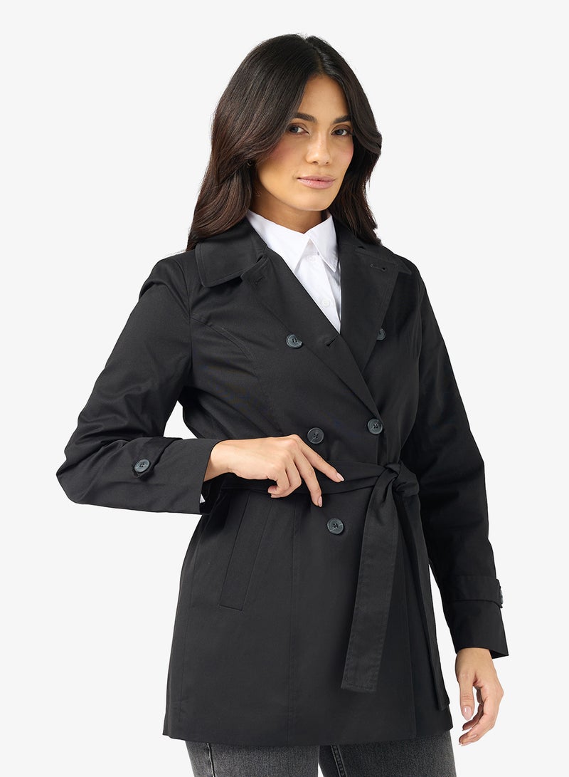 فيرو مودا معطف ترنش بحزام وتفاصيل أزرار فيم تشيلسي - Image 1