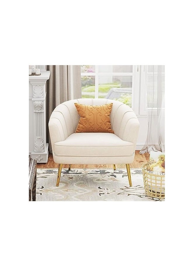 Generic - Velvet Accent Chairs for Living Room Bedroom Office Upholstered Single Sofa Chair Arm Chair Comfy Chair Reading Club Coffee Chair with Metal Legs - Image 1