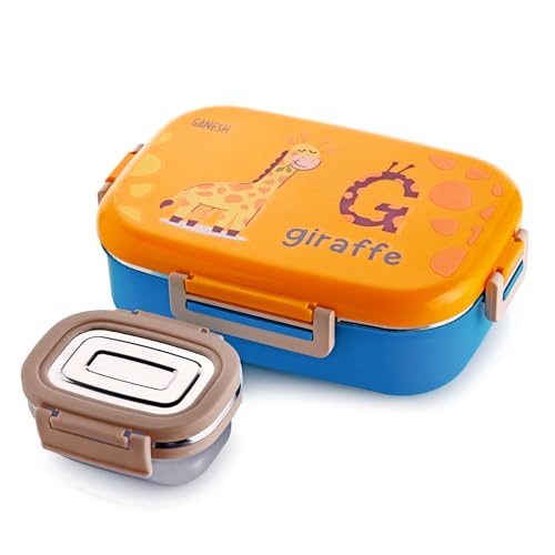 Ganesh Stainless Steel Genius Insulated Airtight Leak-Proof Lunch Box for Office, School, Picnic - 750 ml - Blue - Image 1